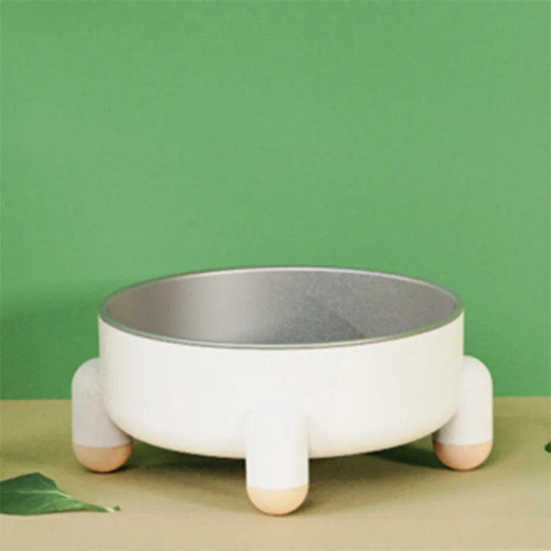 Green stainless steel pet bowl with non-slip base and high foot design for dogs and cats