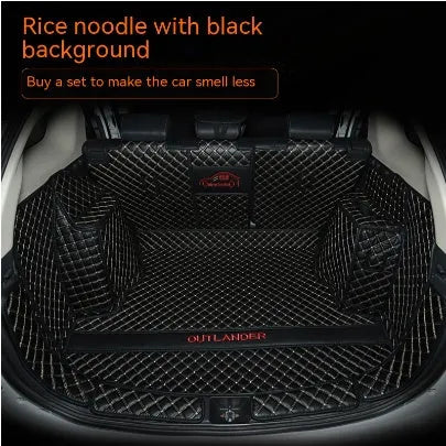 Custom 3D boot liner mat for Mitsubishi Outlander, shown in a black and beige colour combination.