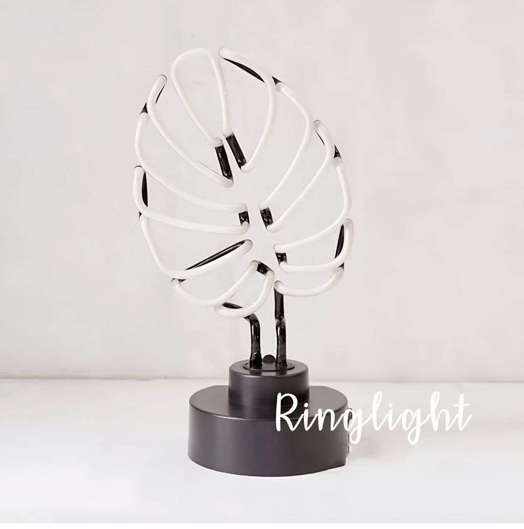White bamboo shape desktop lamp with green light, USB plug connection