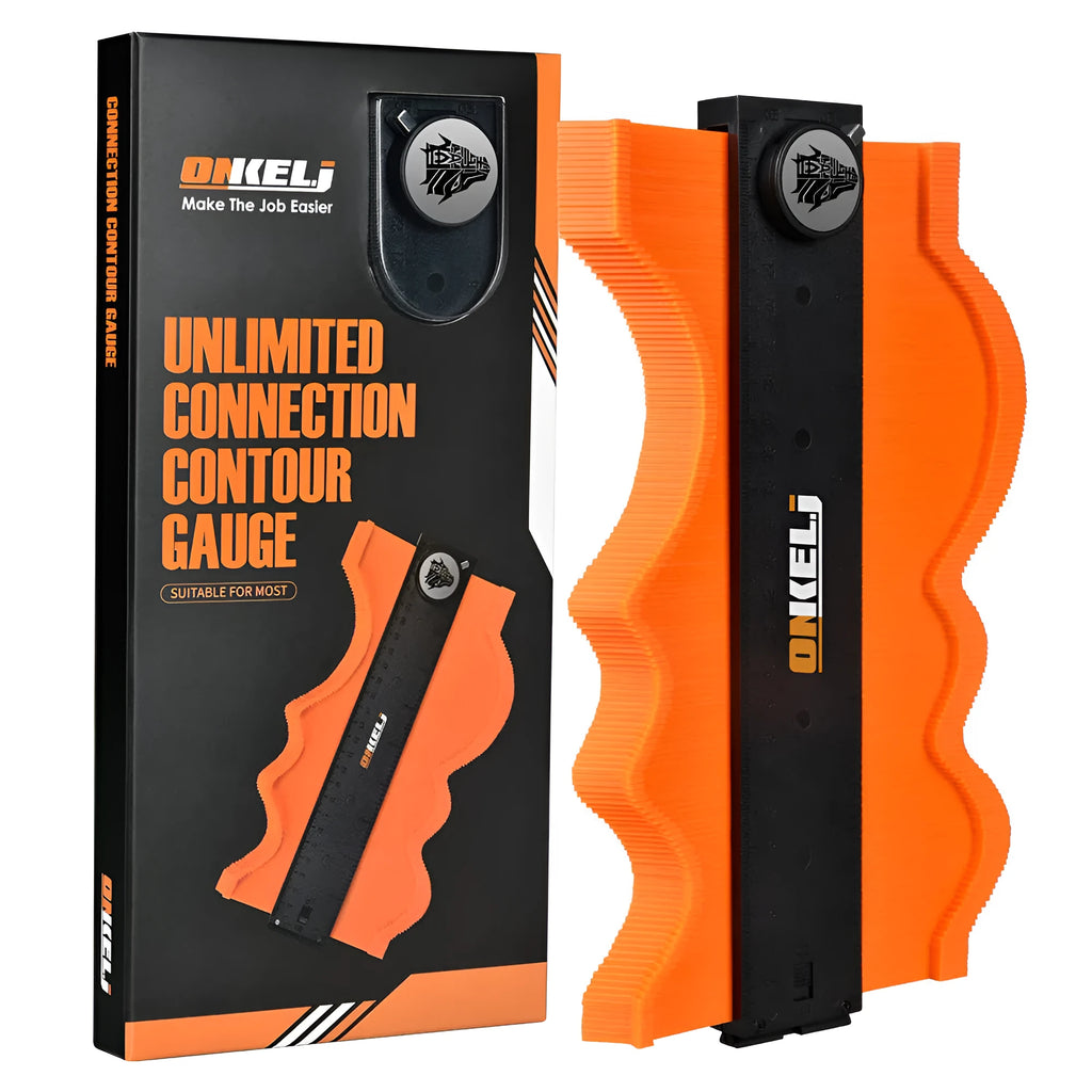 10-inch stainless steel and ABS contour gauge with lock for profile copying.