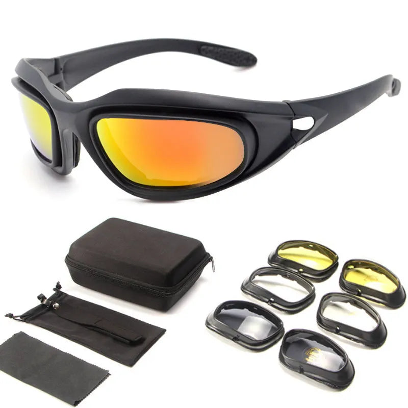 Polarized tactical sunglasses with full rim PC frame for outdoor cycling and sports activities