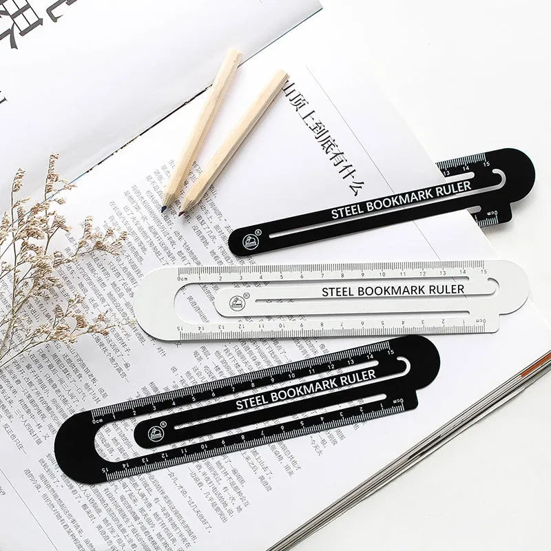 Black and white two-sided ruler 12cm made of high strength manganese steel for measuring