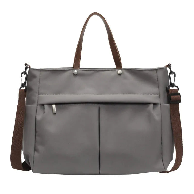 Nylon crossbody tote bag for women in black, grey, milky white, or green colours