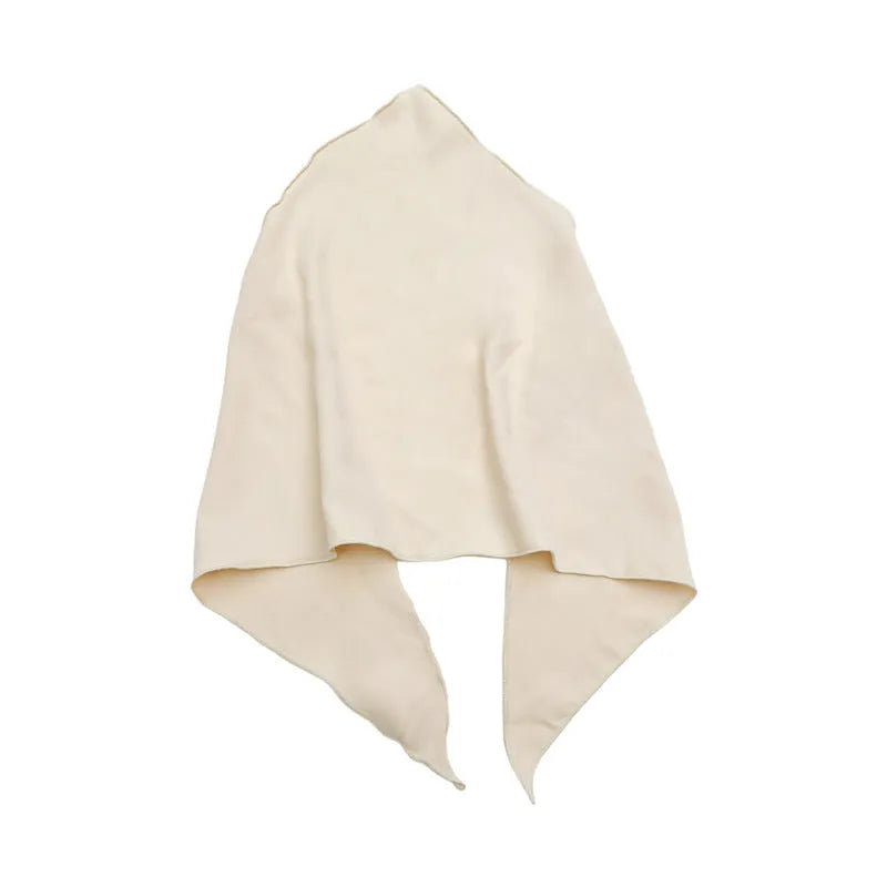 Women's solid colour cloth fabric triangle headscarf in Khaki tied around head