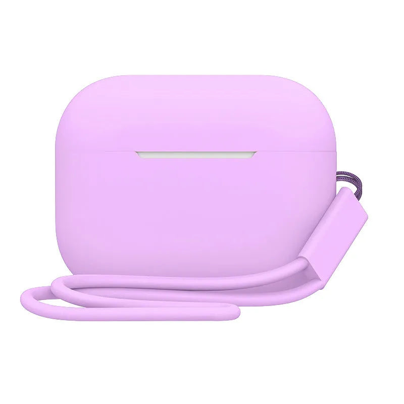 AirPods Pro 2 silicone protective case with attached lanyard in solid colour option
