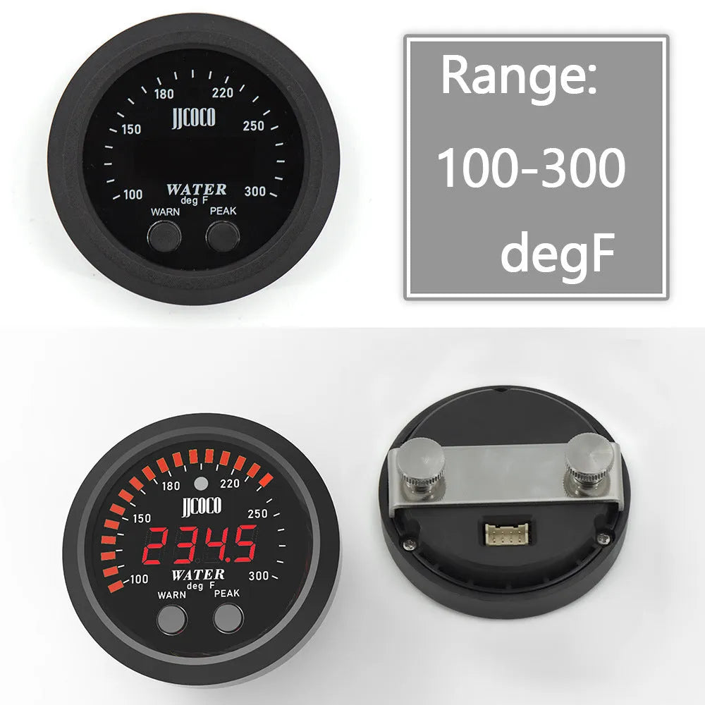 52mm ultra-thin circular red LED display measuring instrument with black plastic housing for car dashboard