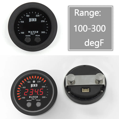 52mm ultra-thin circular red LED display measuring instrument with black plastic housing for car dashboard