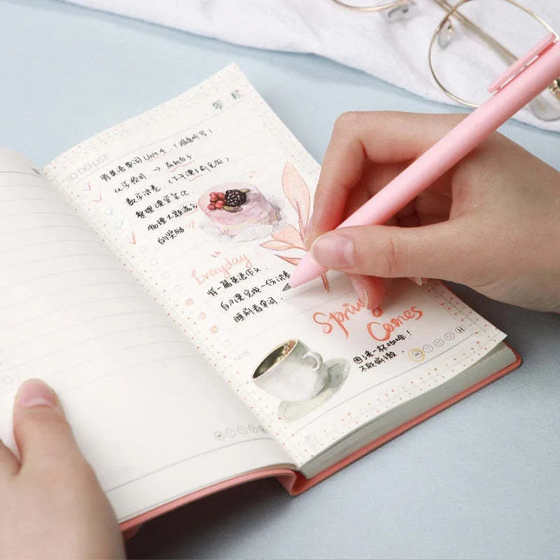 A 48K to-do list notebook with a PU cover in blue, showing its 96 pages of eye protection paper.