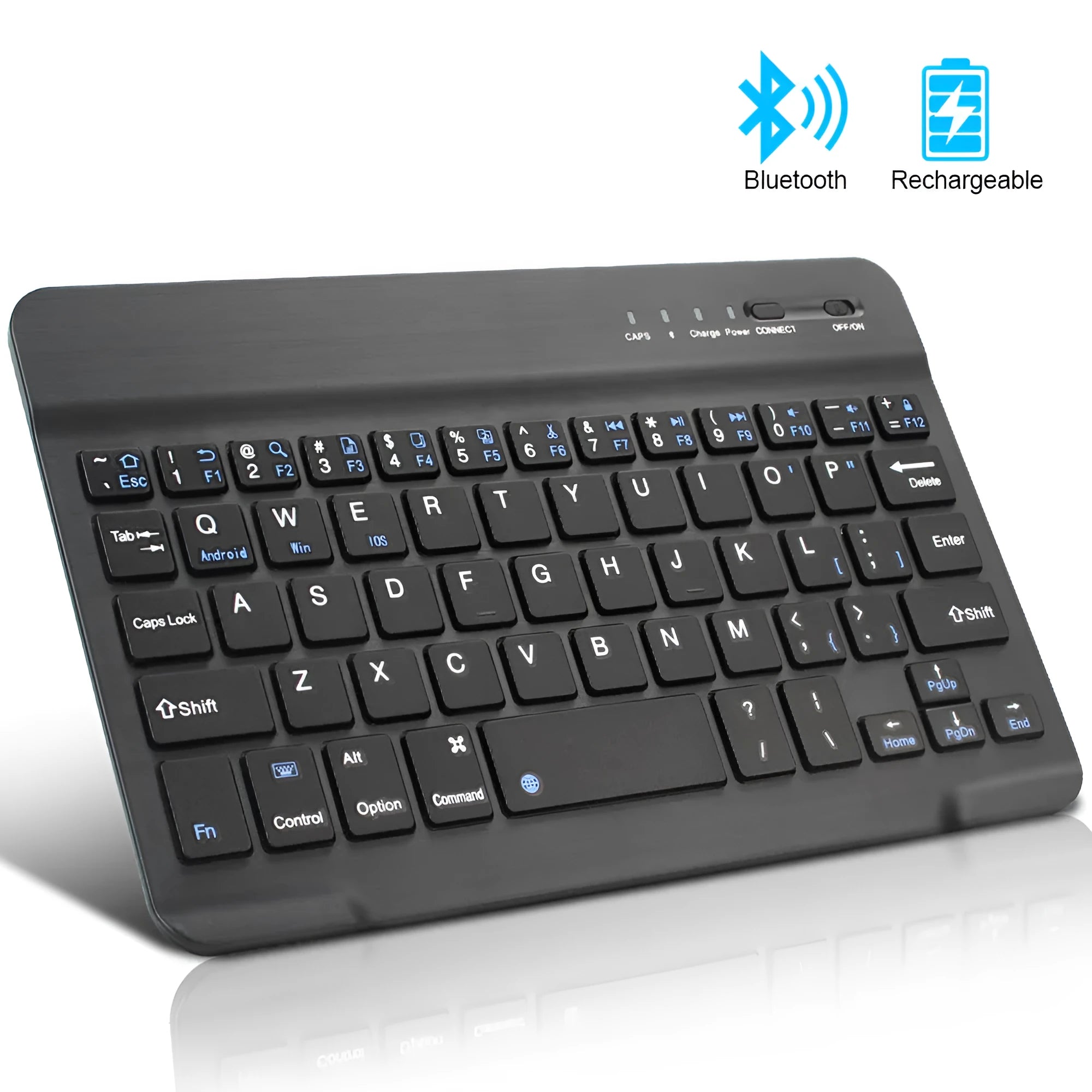 Mini Bluetooth wireless keyboard in black or white with tablet