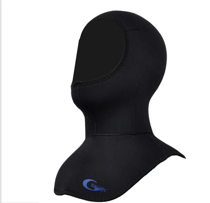 Winter swimming diving hood in neoprene with 3mm headgear and 5mm shoulder, available in multiple sizes