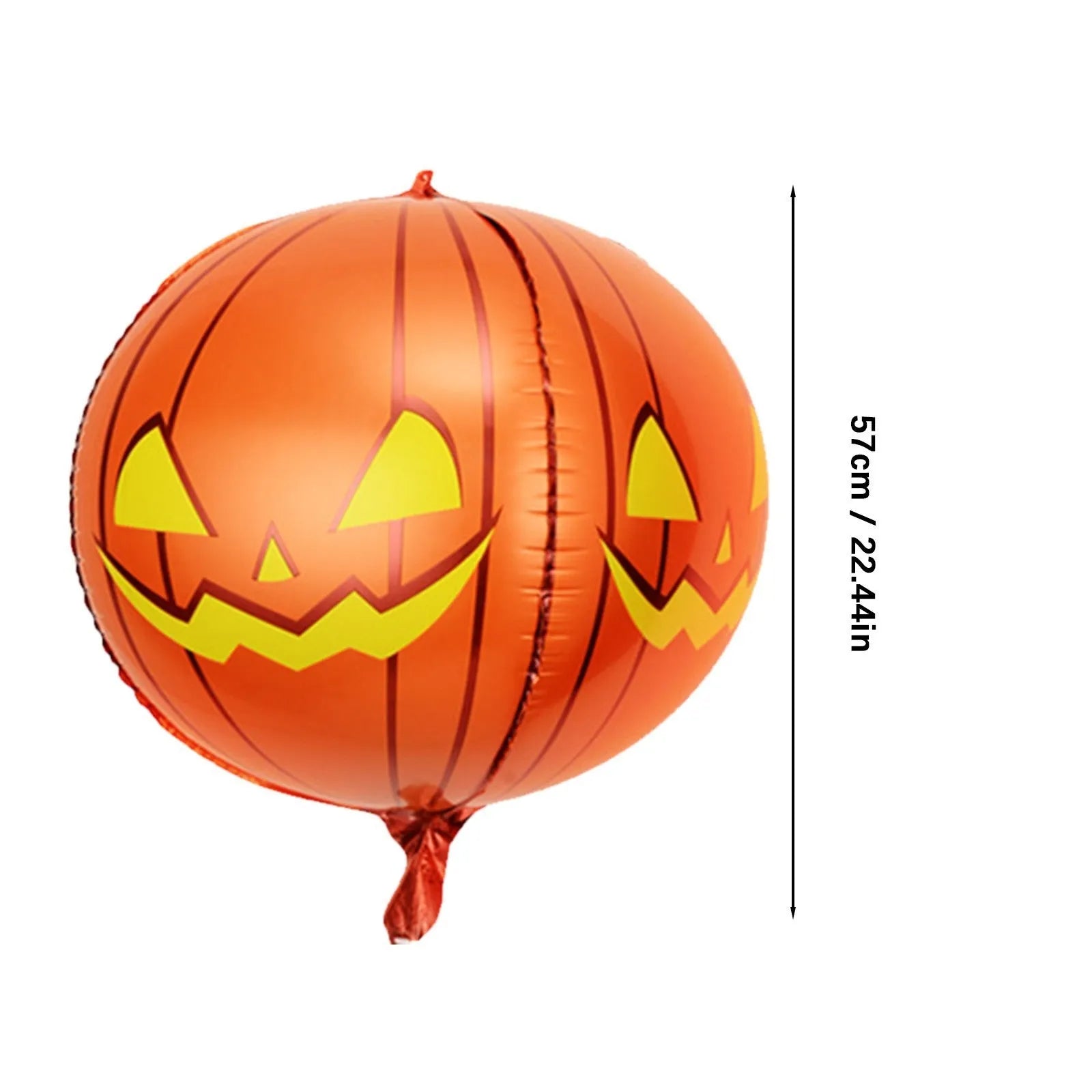 Green Halloween balloon with bloodshot eyeball design, shown inflated to 40 cm diameter
