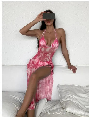 European and American three-piece bikini set in multicolor printed Pattern 12 made from polyester
