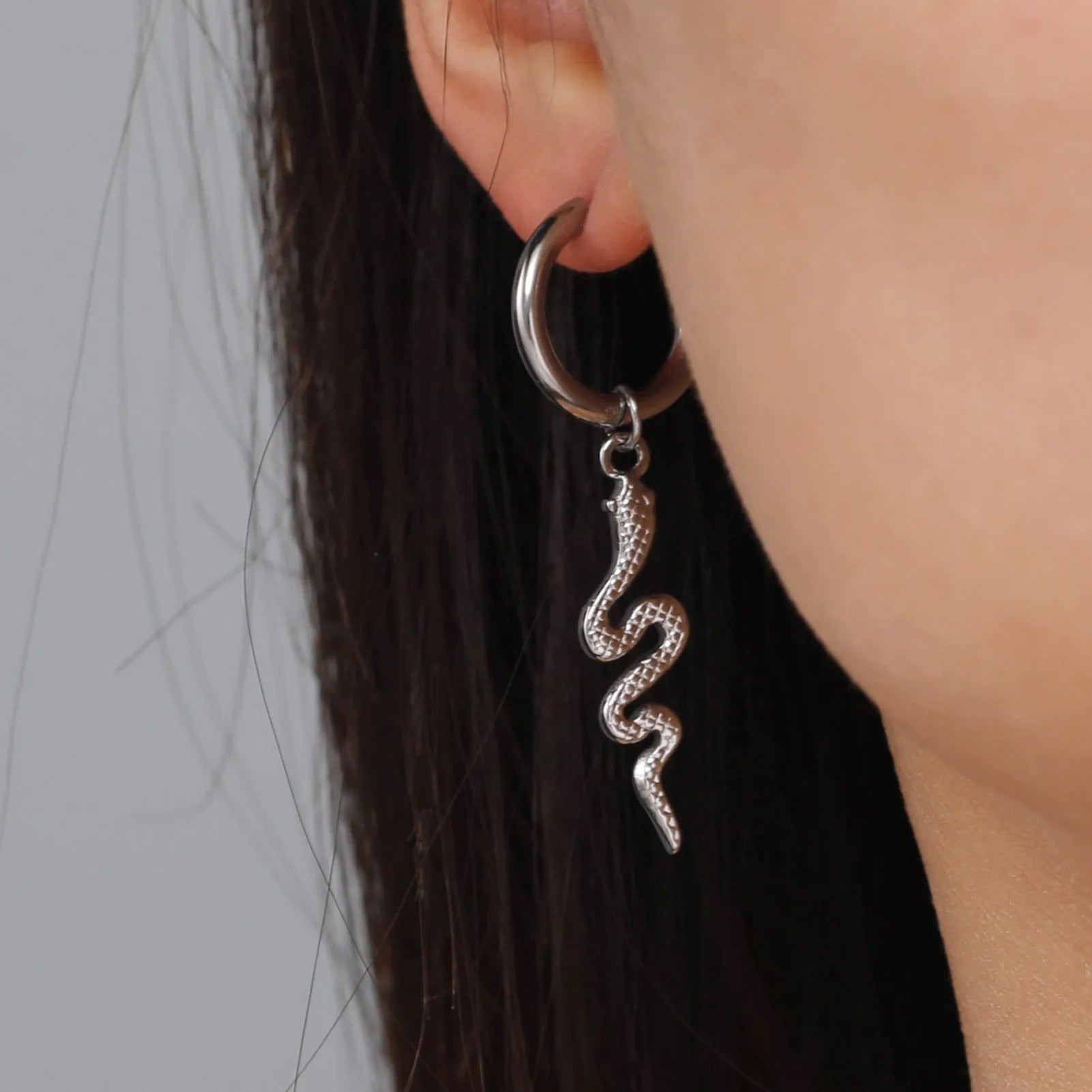 Gold plated stainless steel snake vintage clip-on earrings