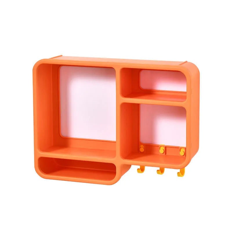 Modern simple wall-mounted plastic storage shelf in white, 36.2x27.2x9.3cm, for cosmetics and small items