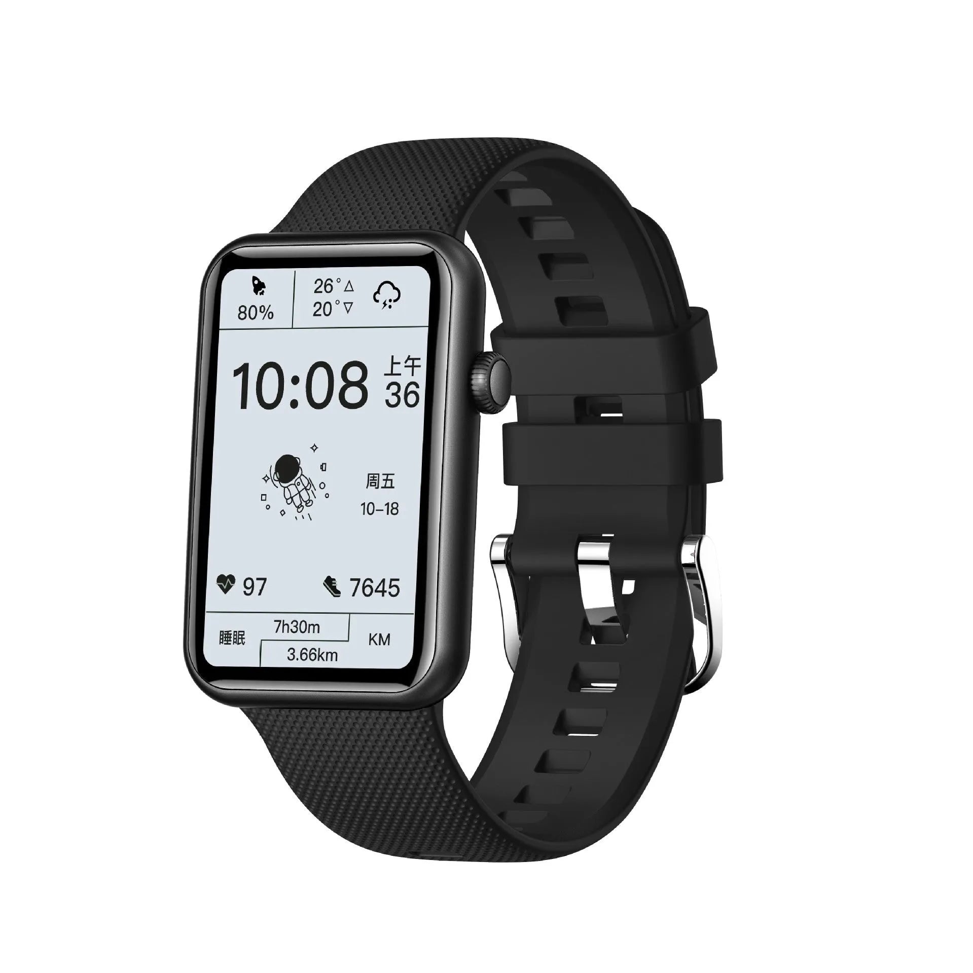 Aluminium alloy smart watch with body temperature monitoring and Bluetooth calling on wrist