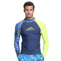 Men's long-sleeved sunscreen swimsuit wetsuit in blue, colour matching design for water use