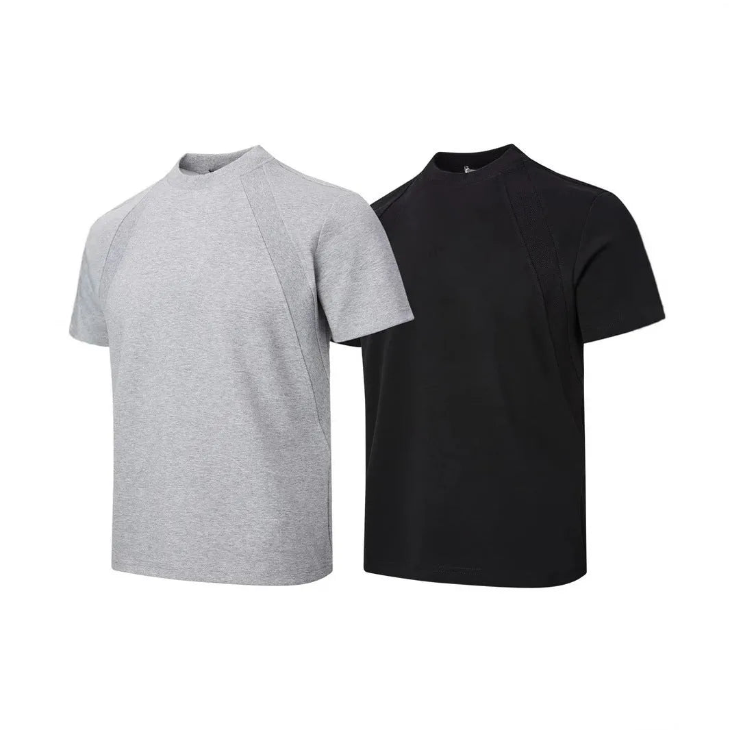Loose grey short sleeve top with textured air layer stitching detail on the front