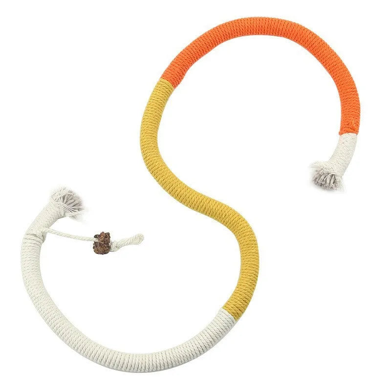 70cm cotton string bite rope cat toy in red with green, orange, or purple colours