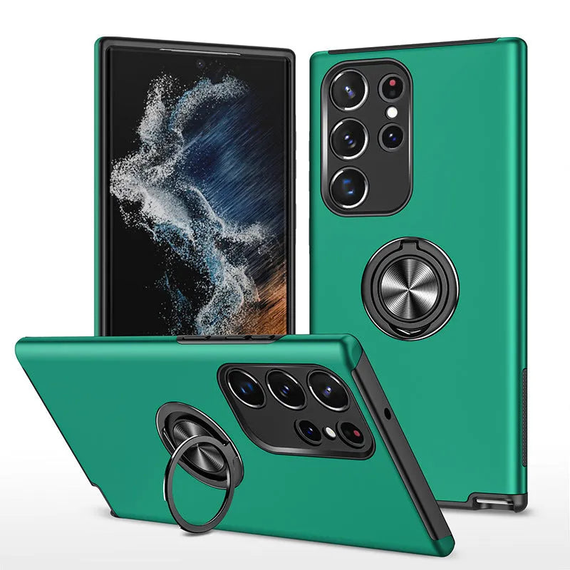 Black PU magnetic bracket anti drop phone case for Samsung with built-in stand