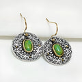Retro earrings with turquoise colour separation and antique silver electroplated finish