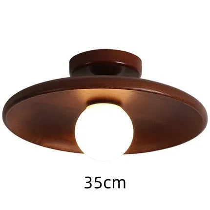Solid wood and glass ceiling lamp in minimalist design with LED lighting