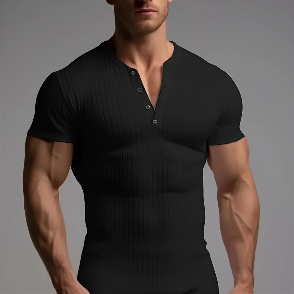 Slim-fit sports t-shirt for men in polyester available in five colours including army green and navy blue