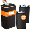 Black bamboo pattern laundry basket with removable lid and inner pockets