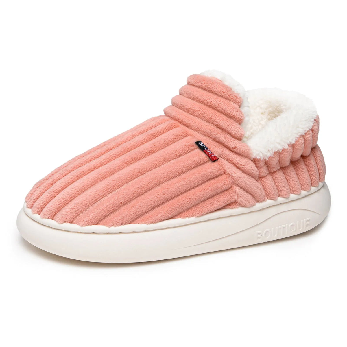 Women's cotton winter slippers with corduroy inner, low top, flat heel, available in various colours and sizes 36-47