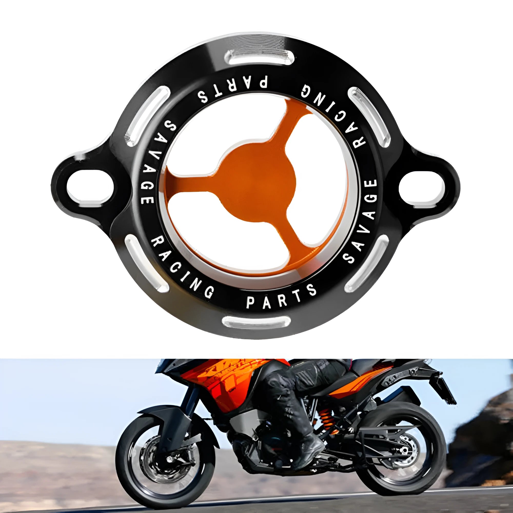 Transparent aluminium alloy oil filter cover for KTM DUKE motorcycles