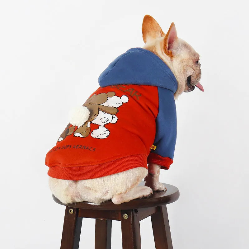 Red cotton dog clothes for small and medium breeds in autumn and winter seasons
