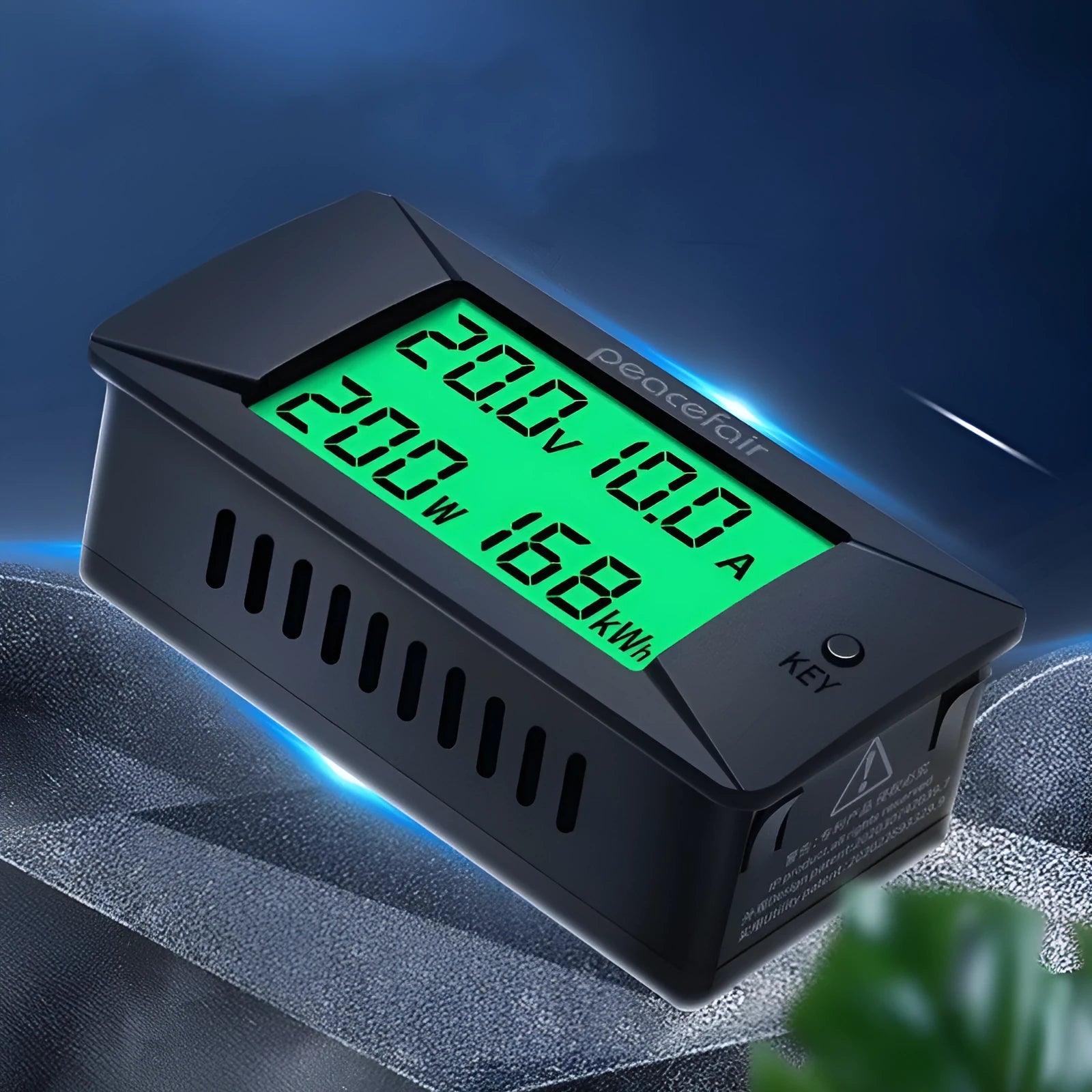 DC digital display voltmeter and ammeter with wiring and wrench for 0-300V measurement.