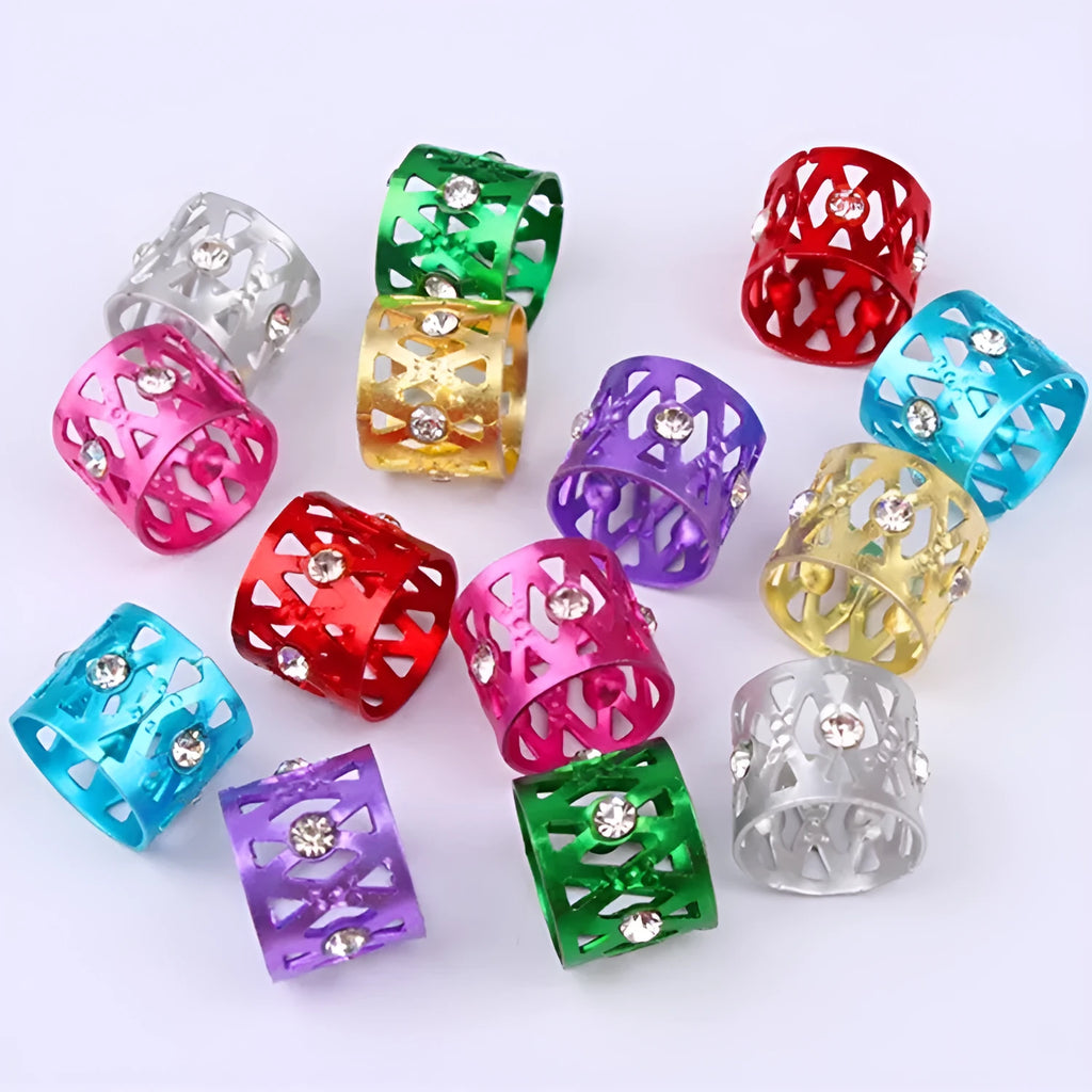 Aluminium hair ring wig decoration with jewel design in multiple colour options
