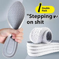 Breathable deodorant sports insoles in grey, black, and orange colours on a white background.
