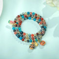Natural colourful sugar heart agate and copper coin coloured glaze snake bracelet for women with traditional Chinese patterns