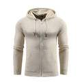 Men's black zipper hoodie with 3D grid pattern, hood, and front pockets