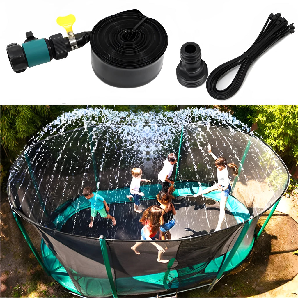 Portable PVC garden sprinkler with solar water cooling in blue or orange colour