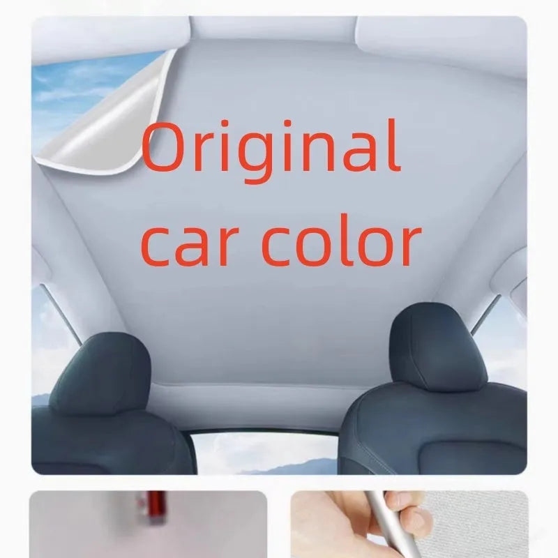Silicone electrostatic adsorption car sunshade with plaid pattern in black or original car colour
