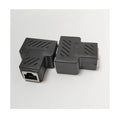 RJ45 network three-way tee splitter adapter in white, one to two Ethernet cable separator with injection moulded housing