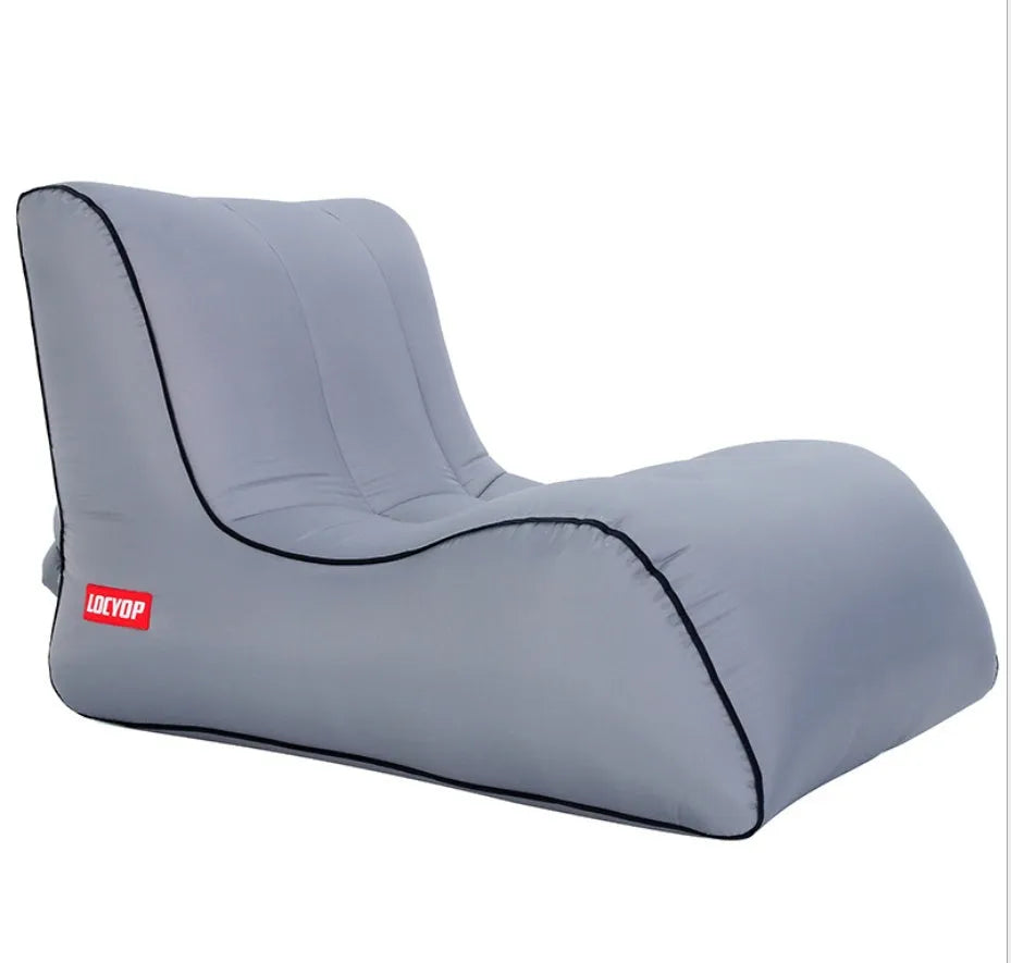 Air sofa outdoor portable single inflatable bed in green, 200kg load capacity, 210T nylon