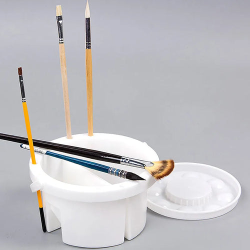White plastic brush holder for painting with 16.5 cm diameter