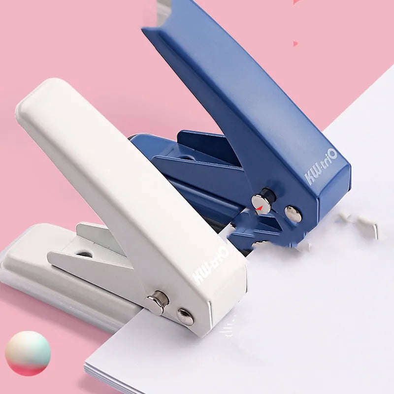 Single hole punch stationery tool, 20-page capacity, round hole puncher in blue colour