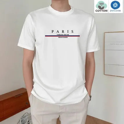 Men's loose fit pure cotton T-shirt with a printed letter design on the chest in apricot colour.