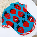 Cartoon design wool dog sweater with button front in rabbit, pig, strawberry, or flower patterns