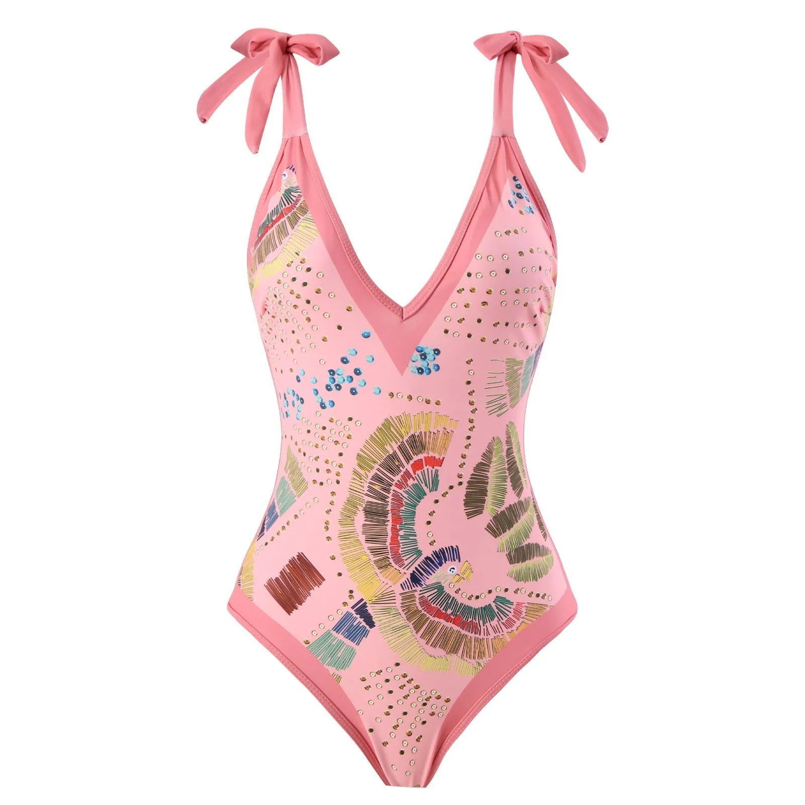 French retro one-piece backless swimsuit with matching gauze skirt in blue or pink colours