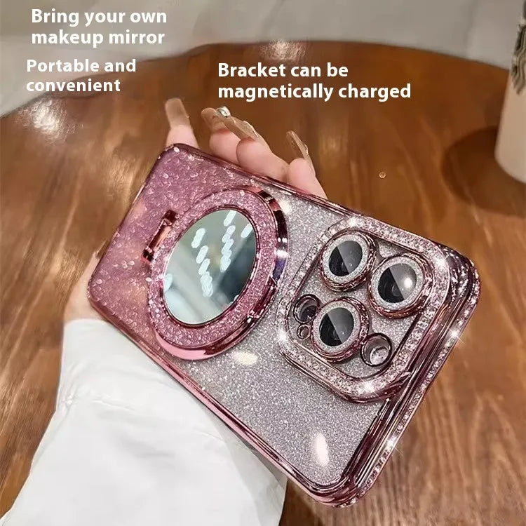 Glitter gradient iPhone case with integrated stand bracket in multiple colour options