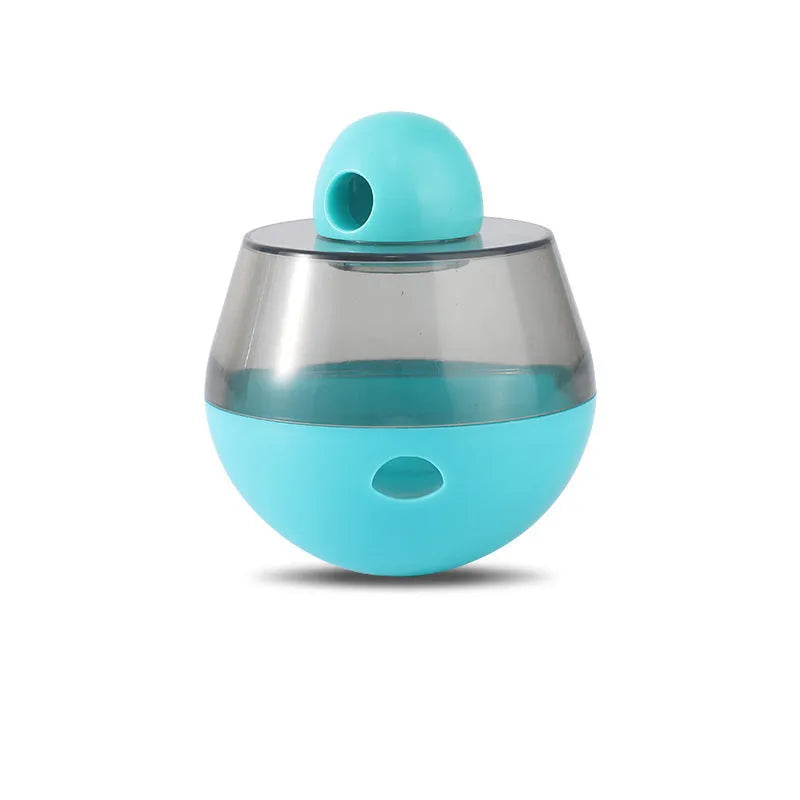 Pet leakage food feeder red blue plastic spiral slow feeder ball 5.5 cm diameter for cats