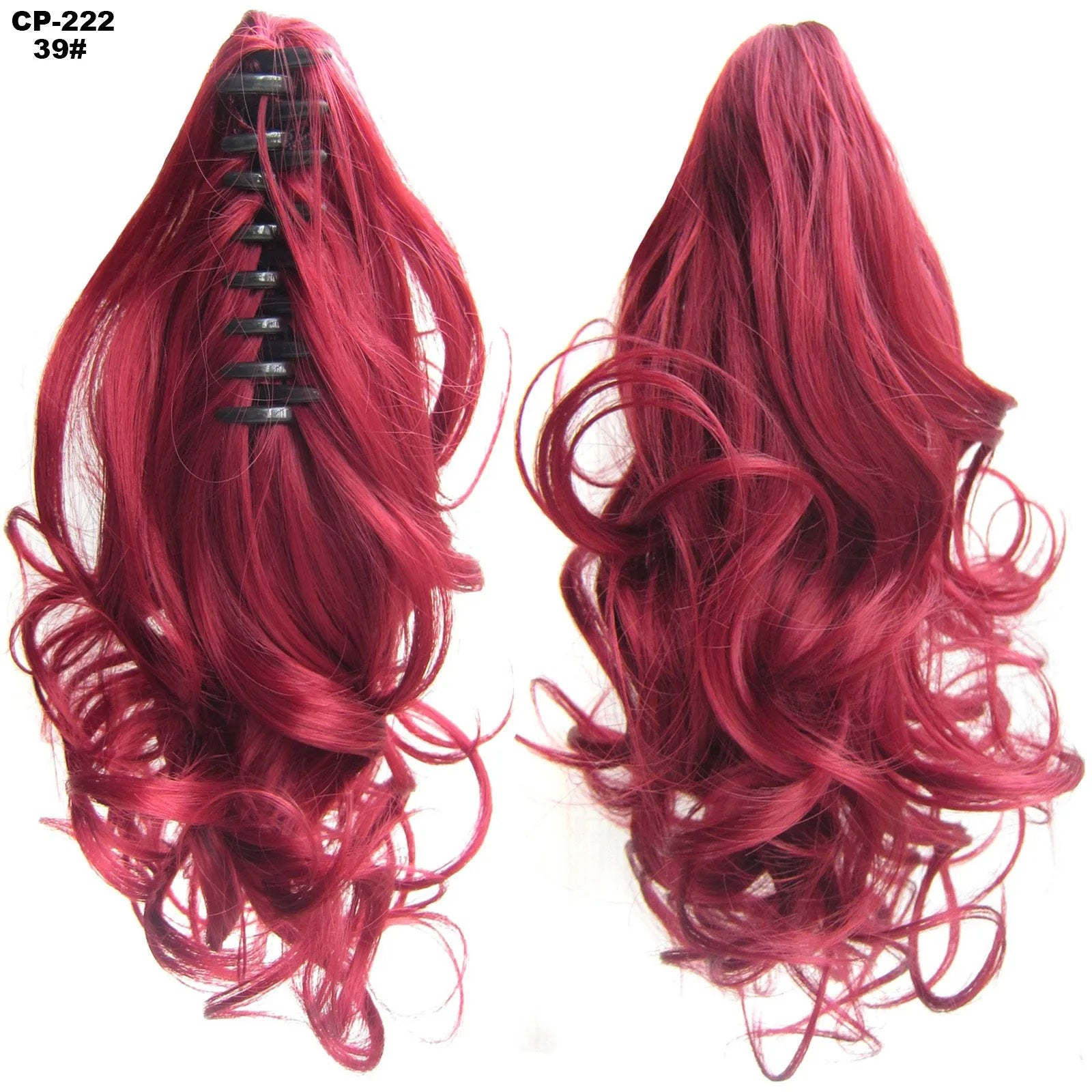 Long wave ponytail wrap around clip in hair extension 40cm chemical fiber natural wave grey hairpiece