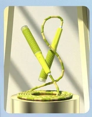 Children's skipping rope with bamboo beads in pink, blue, purple or green colour, 2.8 metres long