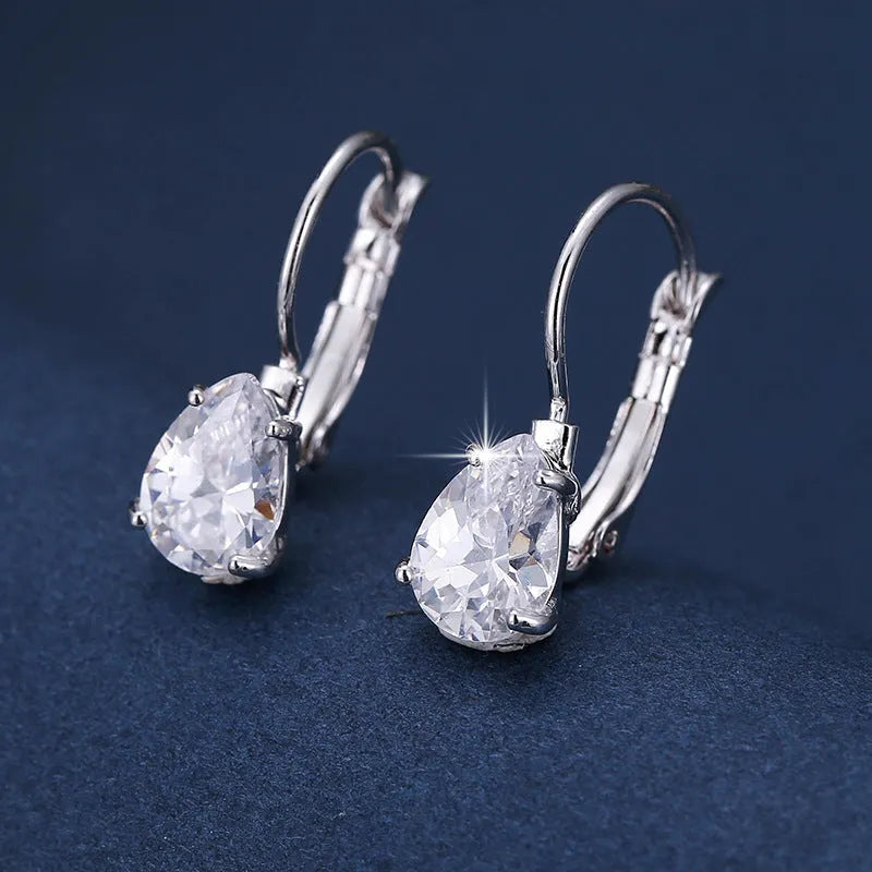 Women's drop-shaped copper earrings with gold or platinum colour plating, European-American style
