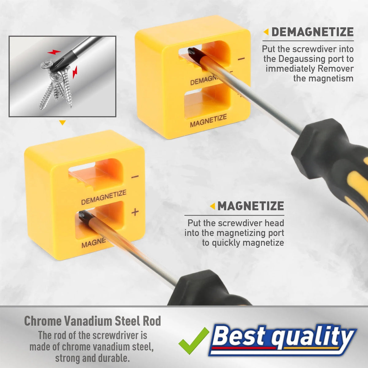 43-piece magnetic screwdriver set in black storage box with chrome vanadium steel bits